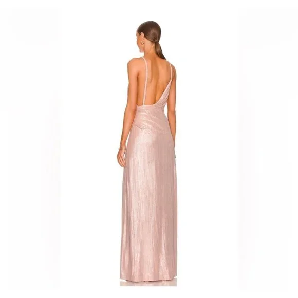 NWT Retrofete Yesi Lamé Maxi Dress in Dusty Pink